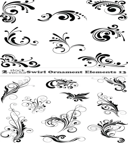 زخارف رائعه بملفات مفتوحه Vectors - Swirl Ornament Elements 13