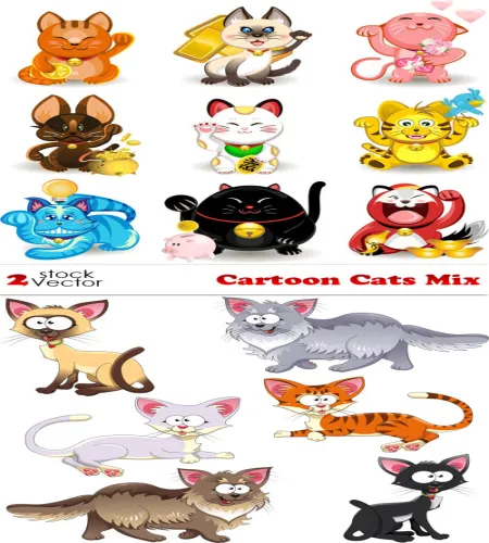 تصميم قطط مضحكه كرتون Cartoon Cats Mix