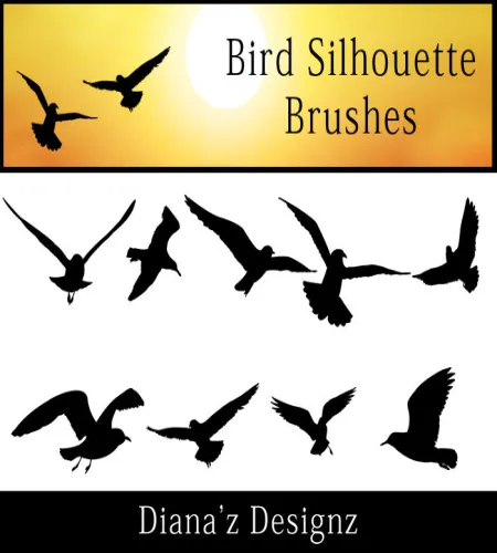 فرش طيور فوتوشوب رائعه Bird Silhouette Brushes
