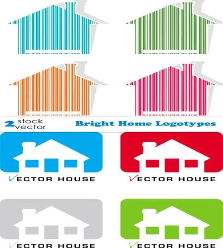 شعارات منازل فيكتور Vectors - Bright Home Logotypes