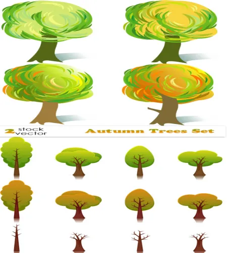 تصميم اشجار جميله وروعه تحميل مباشر Autumn Trees Set