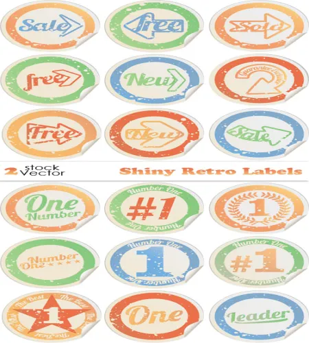 ايقونات واختام رائعه Vectors - Shiny Retro Labels