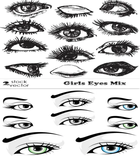 تحميل فيكتور عيون Vectors - Girls Eyes Mix