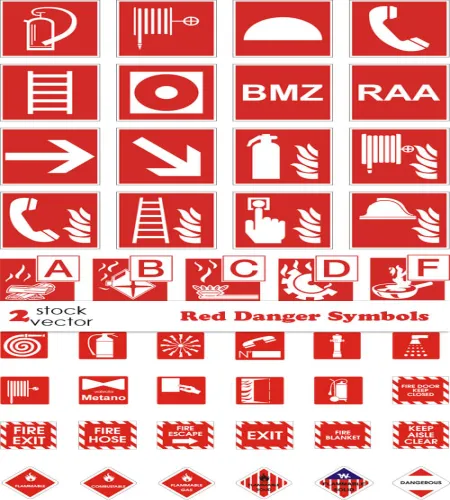 تحميل فيكتور Vectors - Red Danger Symbols