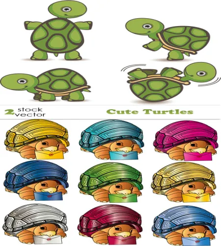 تحميل سلاحف فيكتور Vectors - Cute Turtles