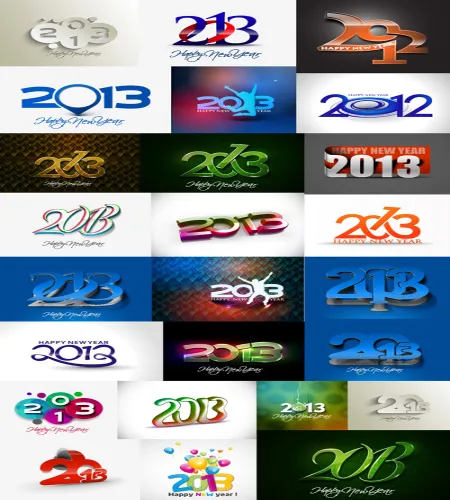 تحميل فيكتور 2013 باشكال والوان مختلفه Mega 2013 Number Colection New Year - Vector