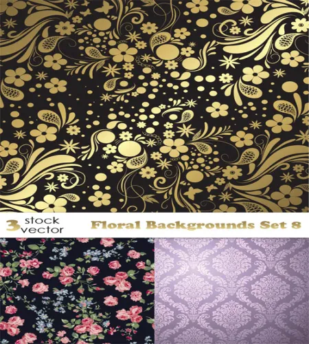 خلفيات فيكتور ورود مشكله حلوه Vectors - Floral Backgrounds Set 8