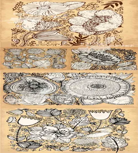 خلفيات ورود مرسومه Vectors - Vintage background with flowers