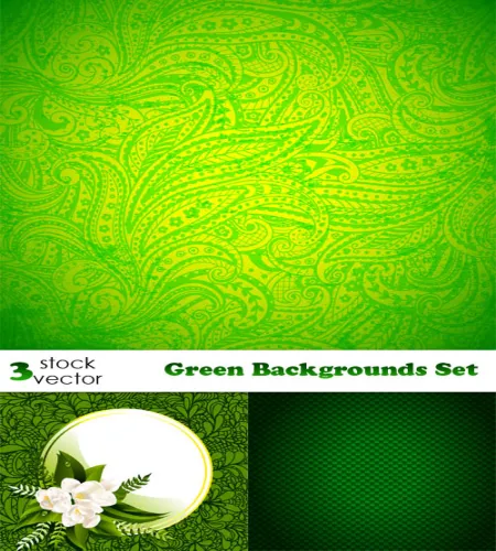 تحميل خلفيات فيكتور خضراء Vectors - Green Backgrounds Set