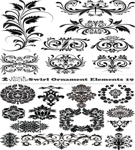 زخارف فيكتور روعه Vectors - Swirl Ornament Elements 19