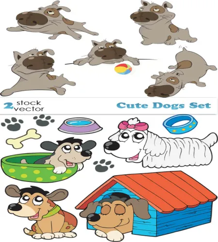 تصميم كلاب رائعه Cute Dogs Set