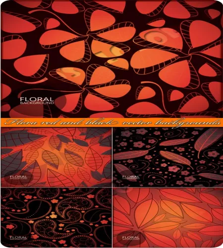 تحميل خلفيات فيكتور Flora red and black vector backgrounds