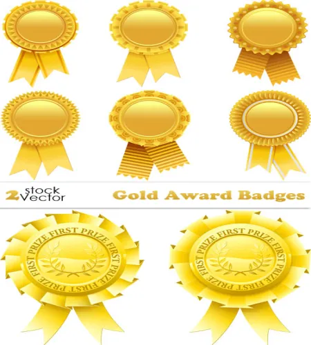 فيكتور اوسمه ذهبيه Vectors - Gold Award Badges