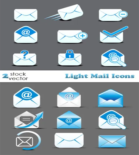 ايقونات رسائل ملفات مفتوحه Light Mail Icons
