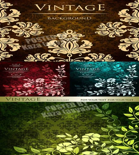 تصميم اوراق مرسومه Vectors - Floral vintage invitations