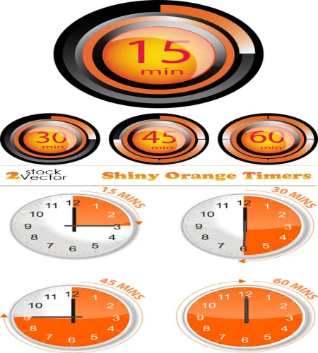تحميل فيكتور ساعات برتقاليه Vectors - Shiny Orange Timers