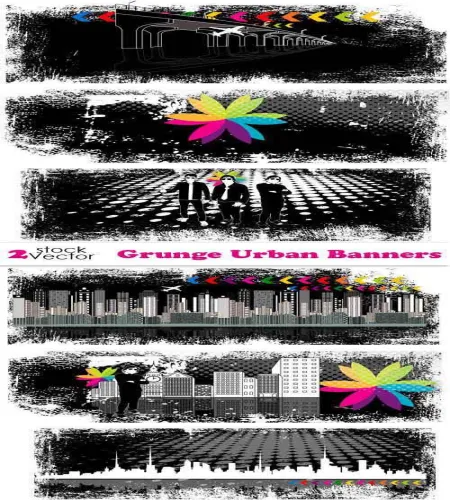 تحميل بنرات فيكتور جميله Vectors - Grunge Urban Banners 4