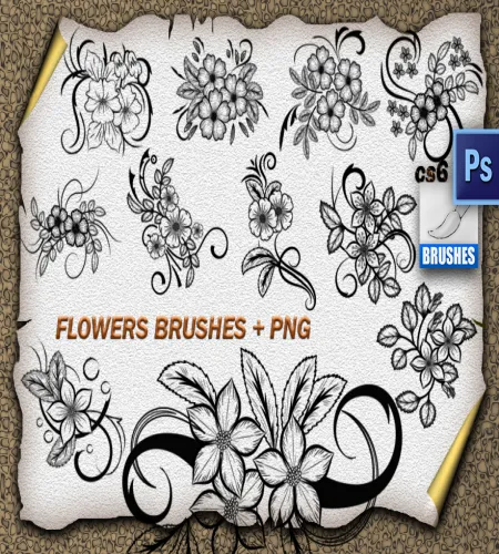 تحميل وتنزيل فرش فوتوشوب زهور ورود Flower Ornaments Brushes