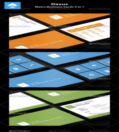 تحميل ملف مفتوح بطاقات psd - Metro Business Cards 3 in1