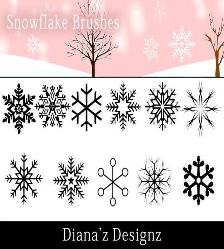 فرش ثلج فوتوشوب Snowflake Brushes 2 رائعه تحميل مباشر
