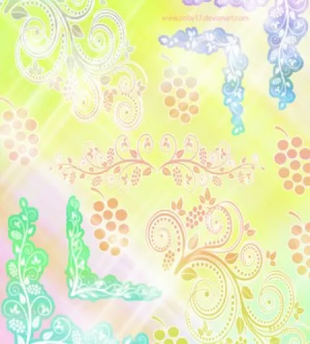 فرش فوتوشوب اغصان واوراق Spring Corners Swirls