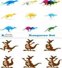 تحميل فيكتور كنغر باشكال مختلفه Vectors - Kangaroo Set