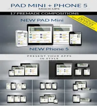 تصميم ايباد وجوال موبايل جميل Pad Mini and Phone 5 Mockups