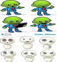 شخصيات كرتونيه بدقه عاليه Vectors - Cute Aliens