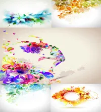 تحميل خلفيات فيكتور ورود Vectors - Backgrounds Set #34