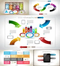 رسوم بيانانيه فيكتور Infographics Design Elements Vector Set #1