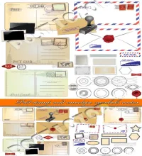 تصميم اختام فيكتور Post stamp and envelope symbols vector