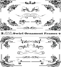 زخارف اطارات مميزه Vectors - Swirl Ornament Frames 9