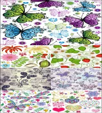 خلفيات فيكتور فراش و اوراق و ورود  Background with butterflies and flowers in vector