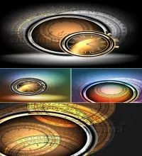 خلفيات ساعات جميله Abstract Clock Backgrounds Vector