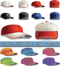 تصميم قبعات ملونه جميله Colored Fashion Caps Vector