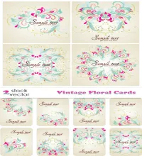 ورود بطاقات ملفات فمتوحه Vectors - Vintage Floral Cards