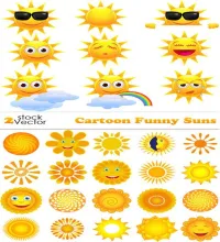 تحميل فيكتور كارتون شمس Vectors - Cartoon Funny Suns