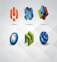 ايقونات فيكتور ثلاثية الابعاد vectors - 3D Logo Templates Set Vol 1