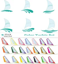 تصميم قوارب ملونه شراعيه جميله Color Yachts Set