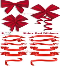 تصميم اشرطة هدايا Shiny Red Ribbons