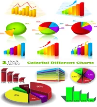 تحميل فيكتور رسوم بيانيه Vectors - Colorful Different Charts