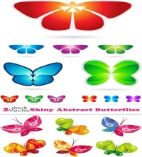 تحميل فيكتور فراشات بالوان واشكام مختلفه Vectors - Shiny Abstract Butterflies