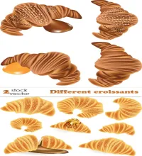 تصميم كرواسان كروسان فيكتور Different croissants vector