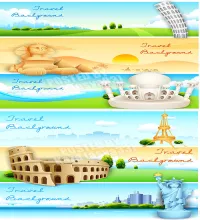 بنرات سفر معالم سياحيه vectors - Travel banners