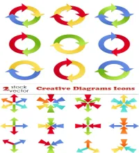 ايقونات اسهم ملونه فيكتور Creative Diagrams Icons