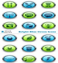 ايقونات خضراء وزرقاء فيكتور Vectors - Bright Blue Green Icons