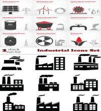 ايقونات مصانع فيكتور جميله Vectors - Industrial Icons Set