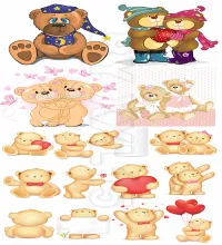 تصميم دبدوب مجموعه جميله بملفات مفتوحه Teddy bear vector