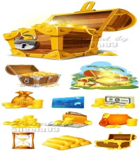تصميم كنوز ذهبيه وعملات ماليه Treasure Chest - Money