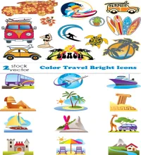 تحميل ايقونات فيكتور Vectors - Color Travel Bright Icons
